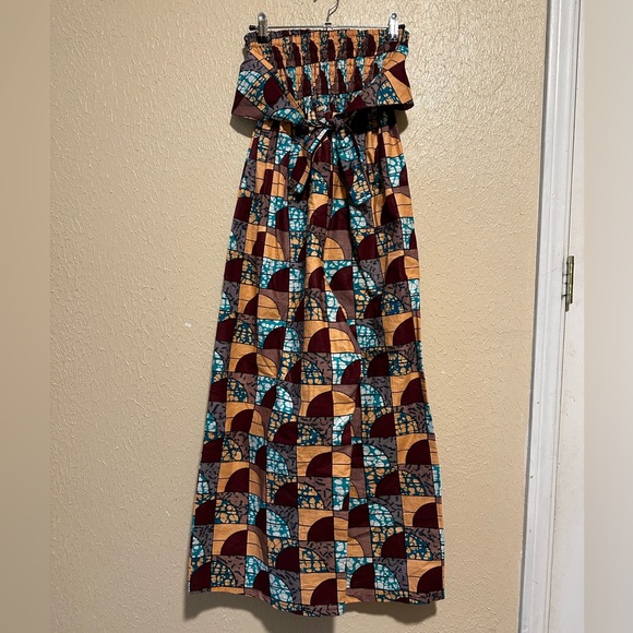 Wide‎ Leg Pants with African Print Size Small POCKETS Drop Crotch - Picture 1 of 8